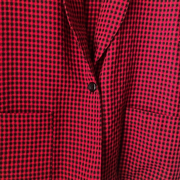Vintage Requirements red checkered button from blazer with shoulder pads - Picture 2 of 8